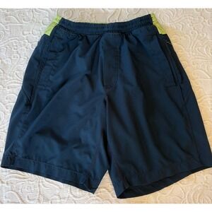 Birddogs Mens Navy Blue Lime Green Lined Gym Workout Shorts Men Size Medium